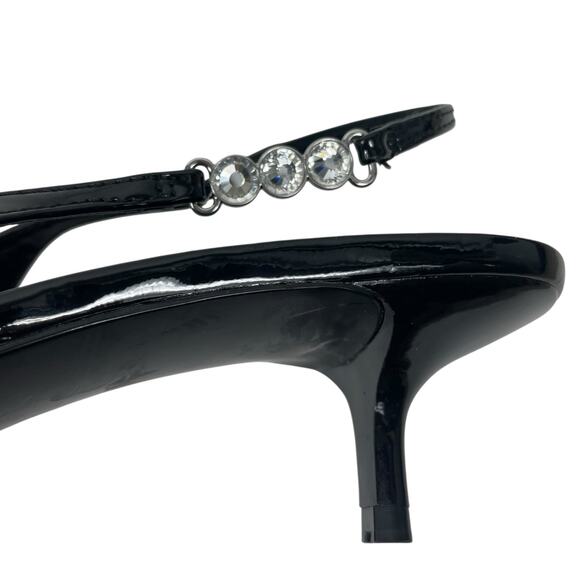Mango MNG Rhinestone Slingback Kitten Heel Pump Black Size 40/ US 9 - Picture 11 of 13